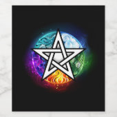Wicca-Pentagramm Weinetikett (Einzelnes Label)