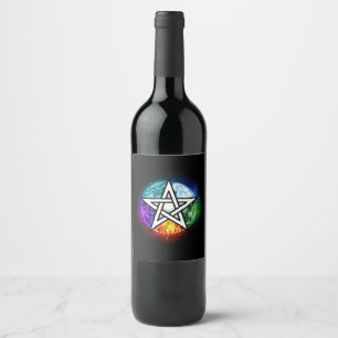 Wicca-Pentagramm Weinetikett