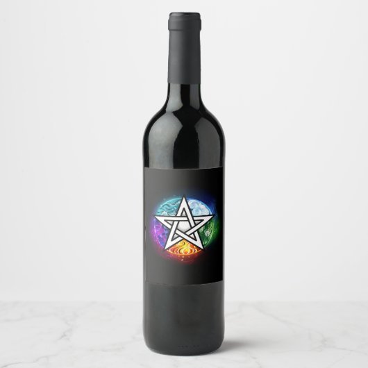 Wicca-Pentagramm Weinetikett (Vorderseite)