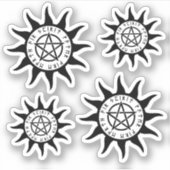 Wicca Sun Symbol mit Pentagram und Runes Aufkleber (Vorderseite)