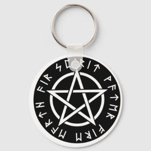 Wiccan Black Runic Pentagram Schlüsselanhänger
