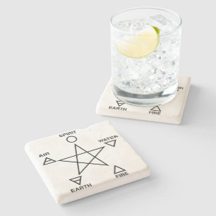 Wiccan Elemental Pentagramm Limestone Altar Steinuntersetzer