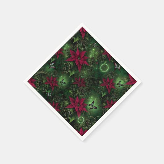 Wiccan Enchanted Forest Poinsettia Decoupage Serviette (Ecke)