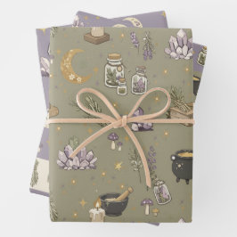 Wiccan-Geschenkverpackungsset aus 3 Geschenkpapier Set