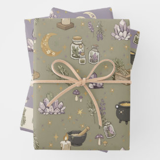 Wiccan-Geschenkverpackungsset aus 3 Geschenkpapier Set