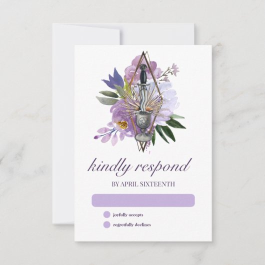 Wiccan Gewerkschaft Handfastet Lila Floral Elegant RSVP Karte (Vorderseite)