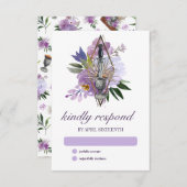 Wiccan Gewerkschaft Handfastet Lila Floral Elegant RSVP Karte (Vorne/Hinten)