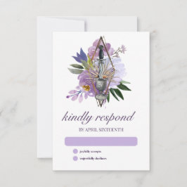 Wiccan Gewerkschaft Handfastet Lila Floral Elegant RSVP Karte