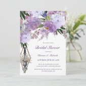Wiccan Gewerkschaft Lila florales Brautparty Einladung (Stehend Vorderseite)