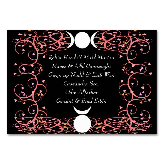 Wiccan God & Goddess Handfasting Named Table Card Tischnummer (Rückseite)