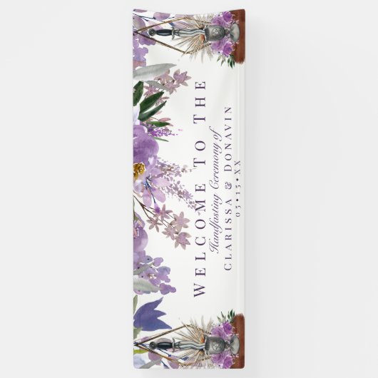 Wiccan Handfasting Rite of Gewerkschaft Lila Flora Banner (Vertikal)