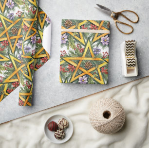 Wiccan Holiday Pentagramm Winter Solstiz Florenz Geschenkpapier