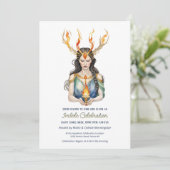 Wiccan Imbolc Horned Goddess Winter Fire Einladung (Stehend Vorderseite)