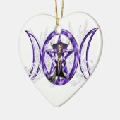 Wiccan lila dreifaches Mond-Göttin-Pentagramm Keramikornament (Links)