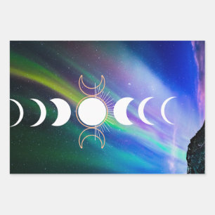 Wiccan luna, astrologisches Verpackungspapier - Se Geschenkpapier Set