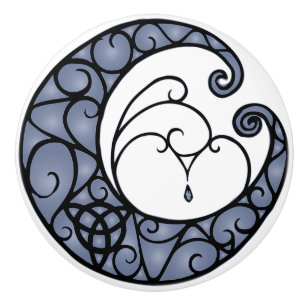 Wiccan Pagan Lila und Black Moon Knochen Keramikknauf