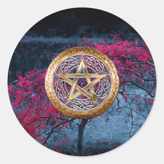 Wiccan Pagan Pentagram Alter Cloth Runder Aufkleber (Vorderseite)