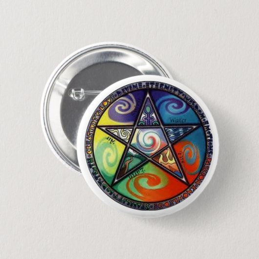 Wiccan Pentagram Button (Vorne & Hinten)