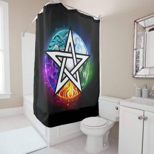 Wiccan pentagram duschvorhang (Beispiel)
