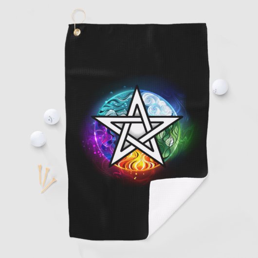 Wiccan pentagram golfhandtuch (Insitu)