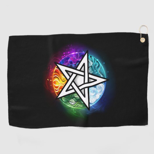 Wiccan pentagram golfhandtuch (Horizontal)