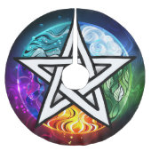 Wiccan pentagram polyester weihnachtsbaumdecke (Vorderseite)
