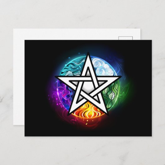 Wiccan pentagram postkarte (Vorne/Hinten)