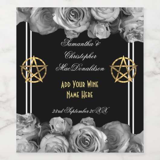 Wiccan Pentagramm Weinetikett (Einzelnes Label)
