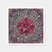 Wiccan Poinsettia Mandala Pentagrams Decoupage Serviette (Vorderseite)