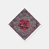 Wiccan Poinsettia Mandala Pentagrams Decoupage Serviette (Ecke)