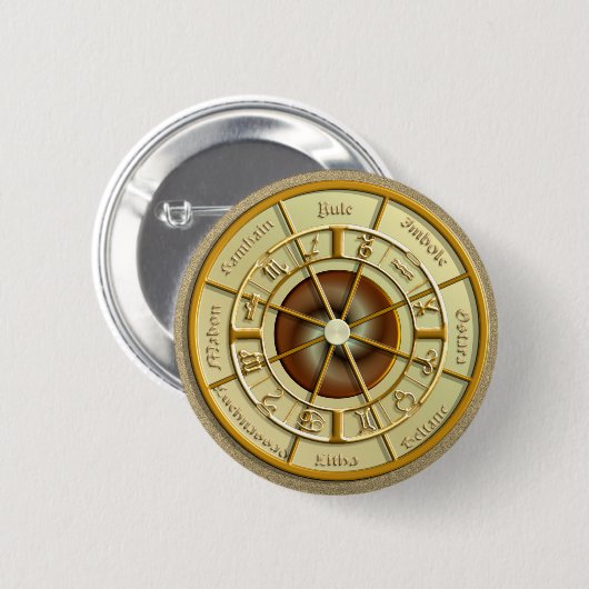 Wiccan Rad des Jahres Button (Vorne & Hinten)