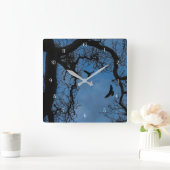 Wiccan Raven and Oak Tree Magic Quadratische Wanduhr (Zuhause)