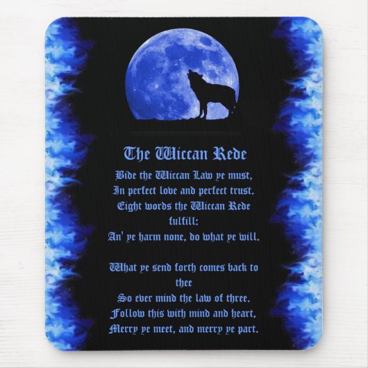 Wiccan Rede - blaue Flamme Mousepad (Vorne)