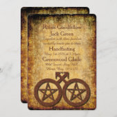 Wiccan Rustic Gay Handfastings Invitation Pentagra Einladung (Vorne/Hinten)