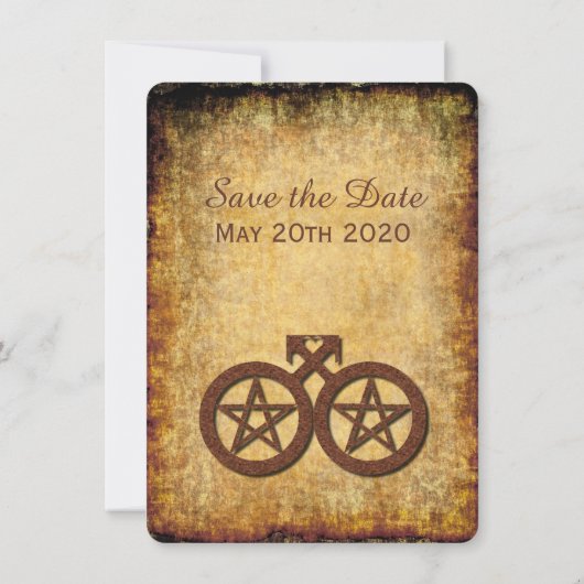 Wiccan Rustic Save the Date Card Gay Handfasts (Rückseite)