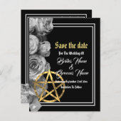 Wiccan schwarze Hochzeit speichern Sie das Datum Ankündigungspostkarte (Vorne/Hinten)