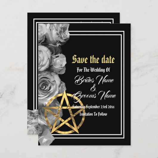Wiccan schwarze Hochzeit speichern Sie das Datum Ankündigungspostkarte (Vorne/Hinten)