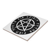 Wiccan schwarzer Runic Pentagram Fliese (Seite)