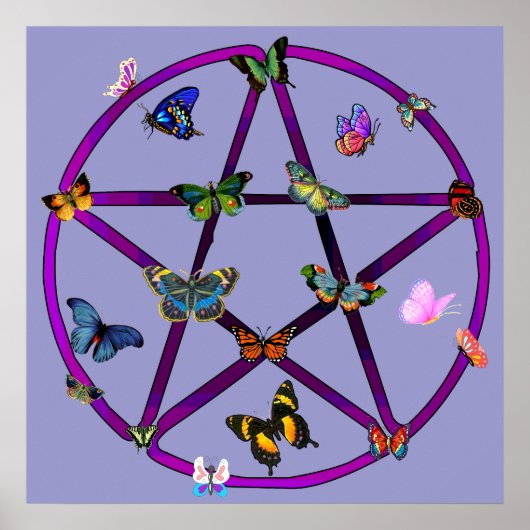 Wiccan Star und Butterfliegen Poster (Vorne)