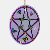Wiccan Stern und Schmetterlinge Keramik Ornament (Rechts)