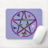 Wiccan Stern und Schmetterlinge Mousepad (Mit Mouse)