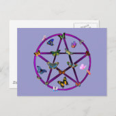 Wiccan Stern und Schmetterlinge Postkarte (Vorne/Hinten)