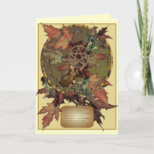 Wiccan Wheel With Pentacle Greetings or Note Cards Karte (Vorderseite)