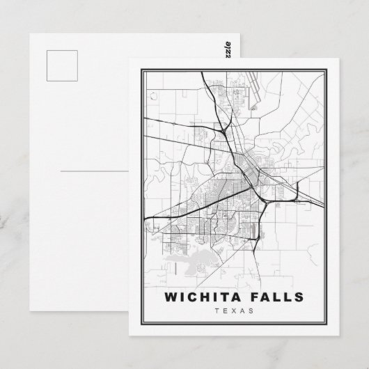 Wichita Falls Map Postkarte (Vorne/Hinten)
