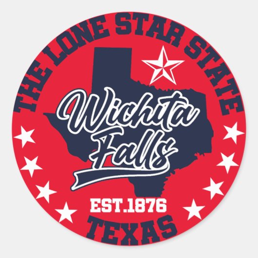 Wichita Falls, Texas Runder Aufkleber (Vorderseite)