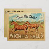 Wichita Falls Texas Save the Date Horses Ankündigungspostkarte (Vorne/Hinten)