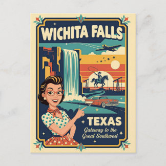 Wichita Falls TX Retro 1950er Reise Postkarte