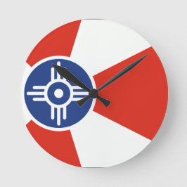 Wichita Kansas ICT Flag Runde Wanduhr