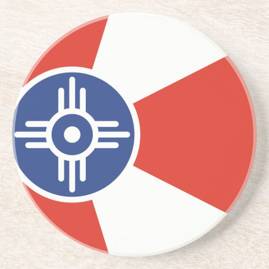 Wichita Kansas ICT Flag Sandstein Untersetzer (Vorne)