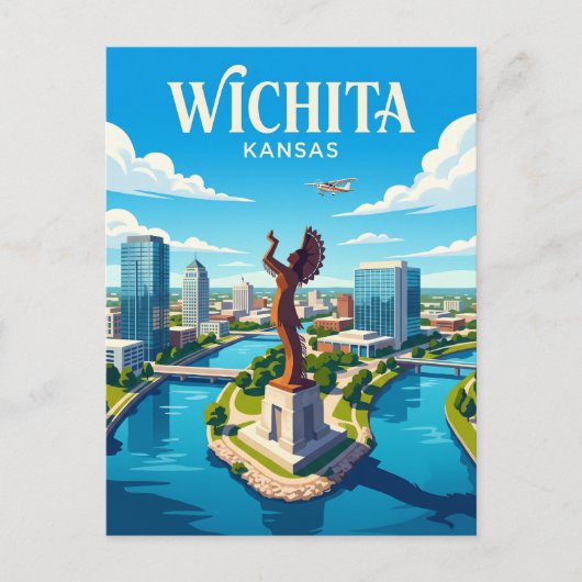 Wichita Kansas Postkarte (Vorderseite)